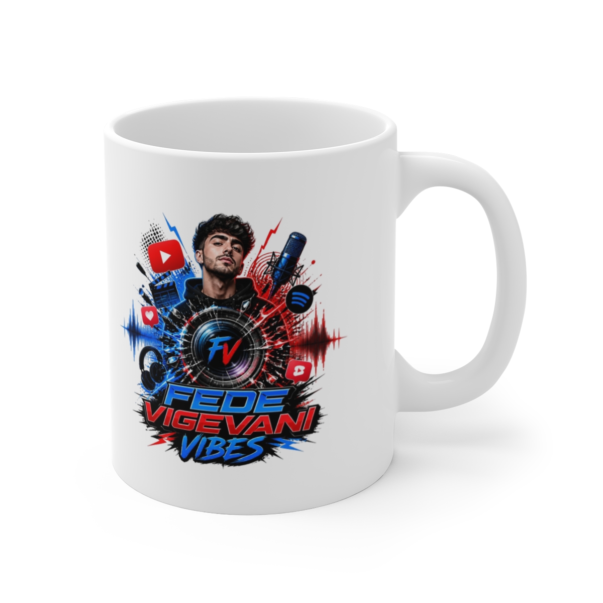 Fede Vigevani "Fede Vigevani Vibes" White Mug - Official mugs merchandise