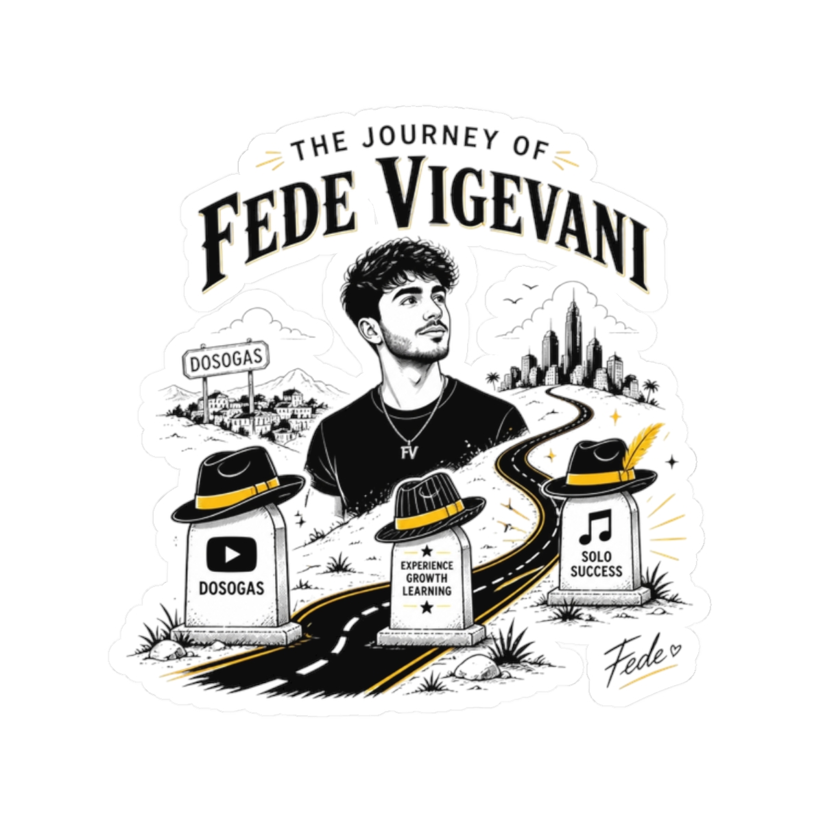 Fede Vigevani "The Journey of Fede Vigevani" Sticker - Official stickers merchandise