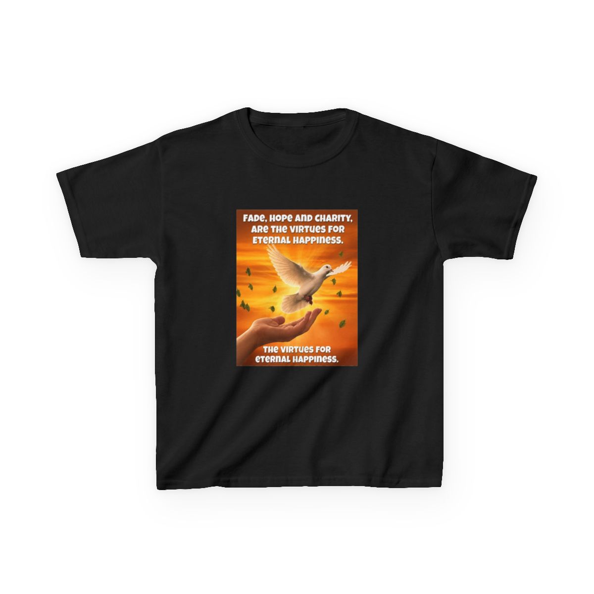 Fede, speranza e carita, sono le virtu per l'eterna felicita Kids T-Shirt | Fede Vigevani - alternate angle 3, merchandise